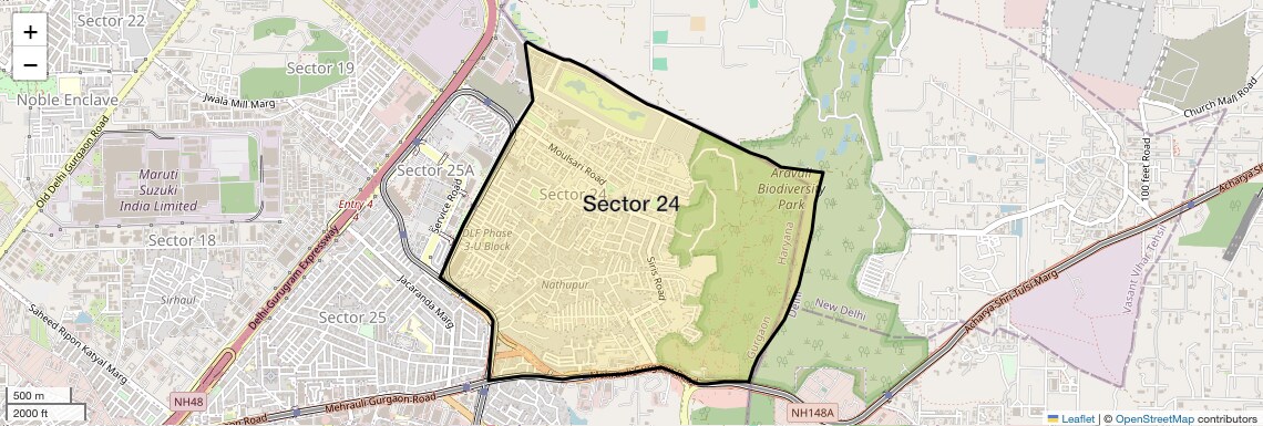 Location Map of Sector 24, Gurgaon
