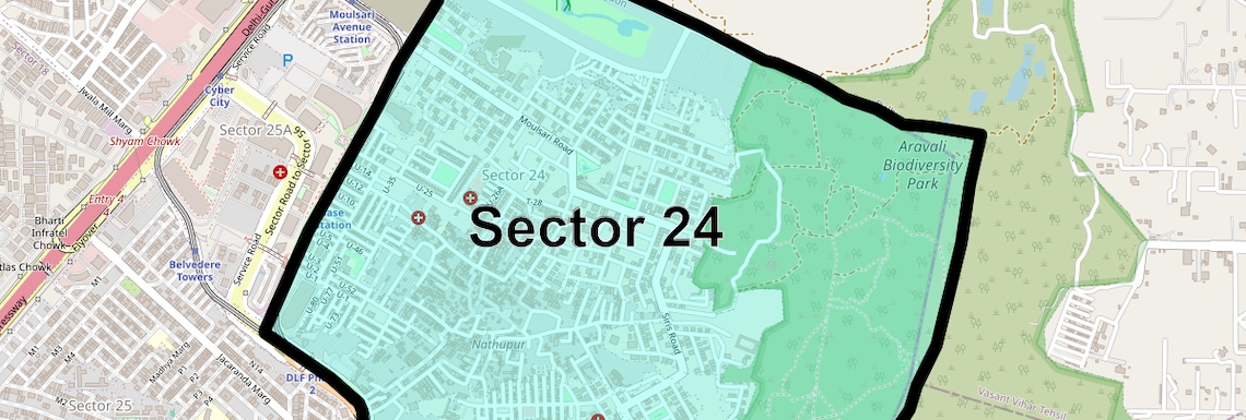 Location Map of Sector 24, Gurgaon