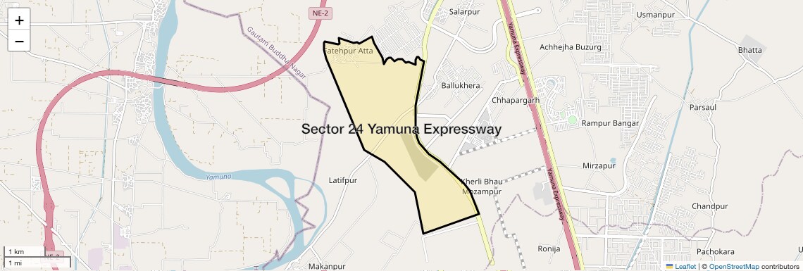Location Map of Sector 24 Yamuna Expressway, Greater Noida