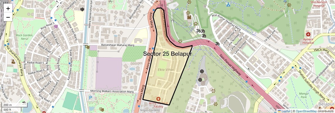 Location Map of Sector 25 Belapur, Navi Mumbai