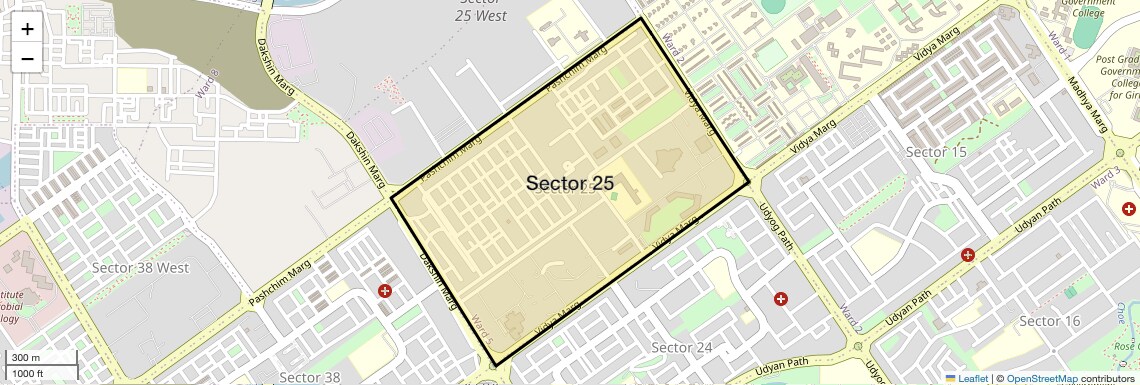 Location Map of Sector 25, Chandigarh