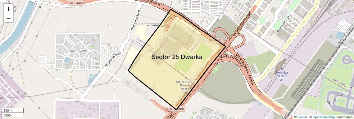Location Map of Sector 25 Dwarka, Delhi