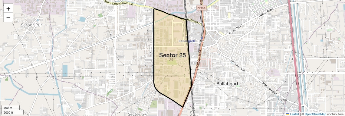 Location Map of Sector 25, Faridabad