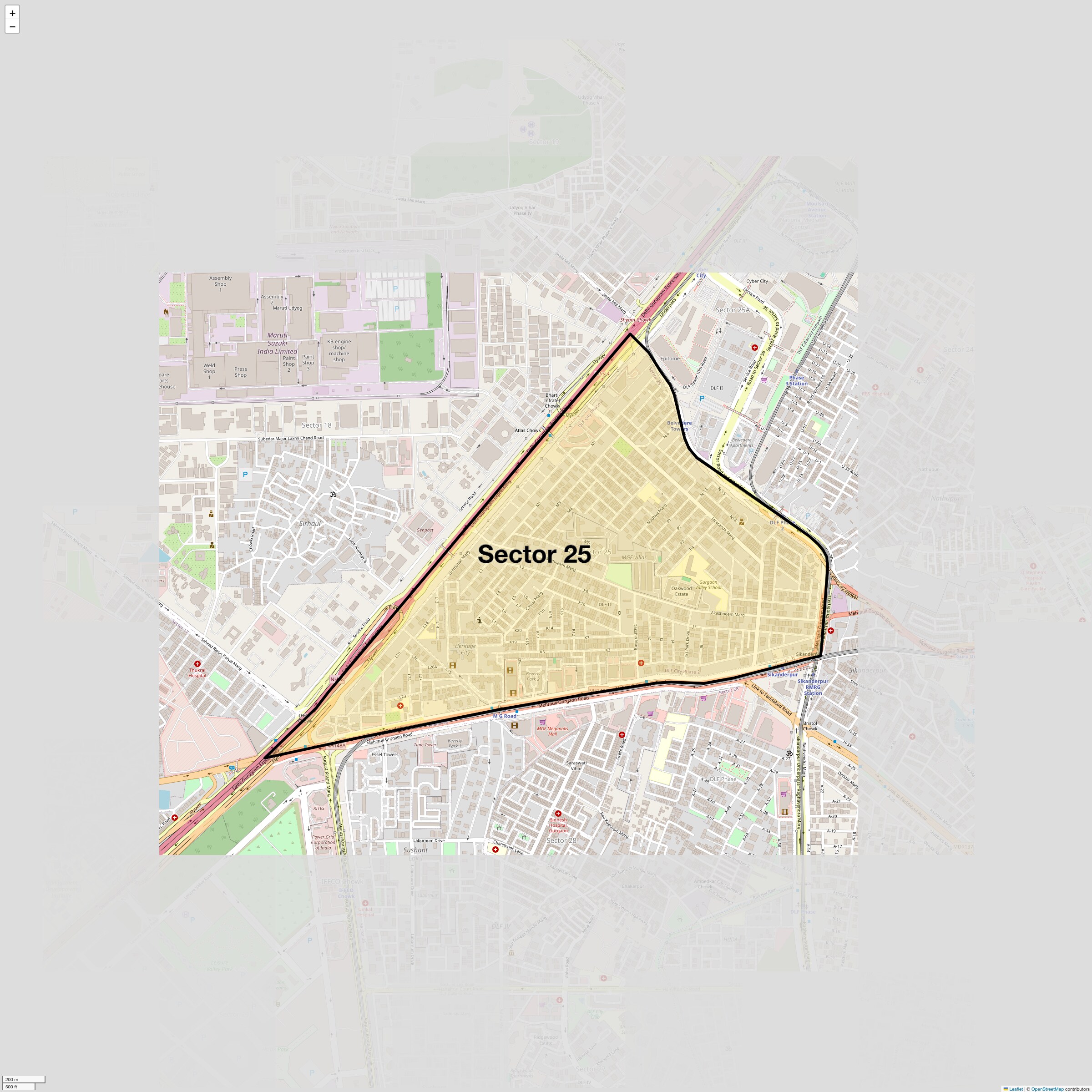 Location Map of Sector 25, Gurgaon
