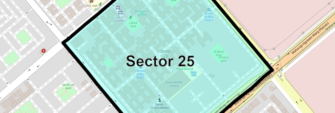 Location Map of Sector 25, Noida