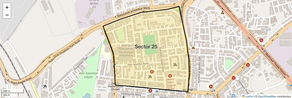 Location Map of Sector 25, Pune