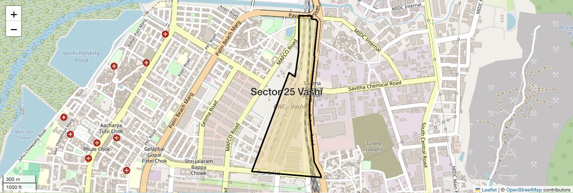 Location Map of Sector 25 Vashi, Navi Mumbai