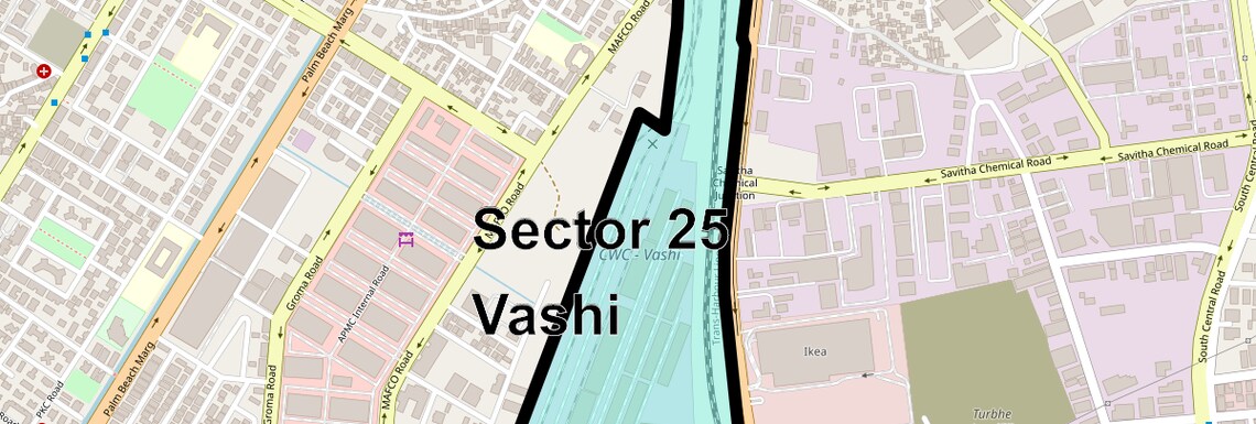 Location Map of Sector 25 Vashi, Navi Mumbai