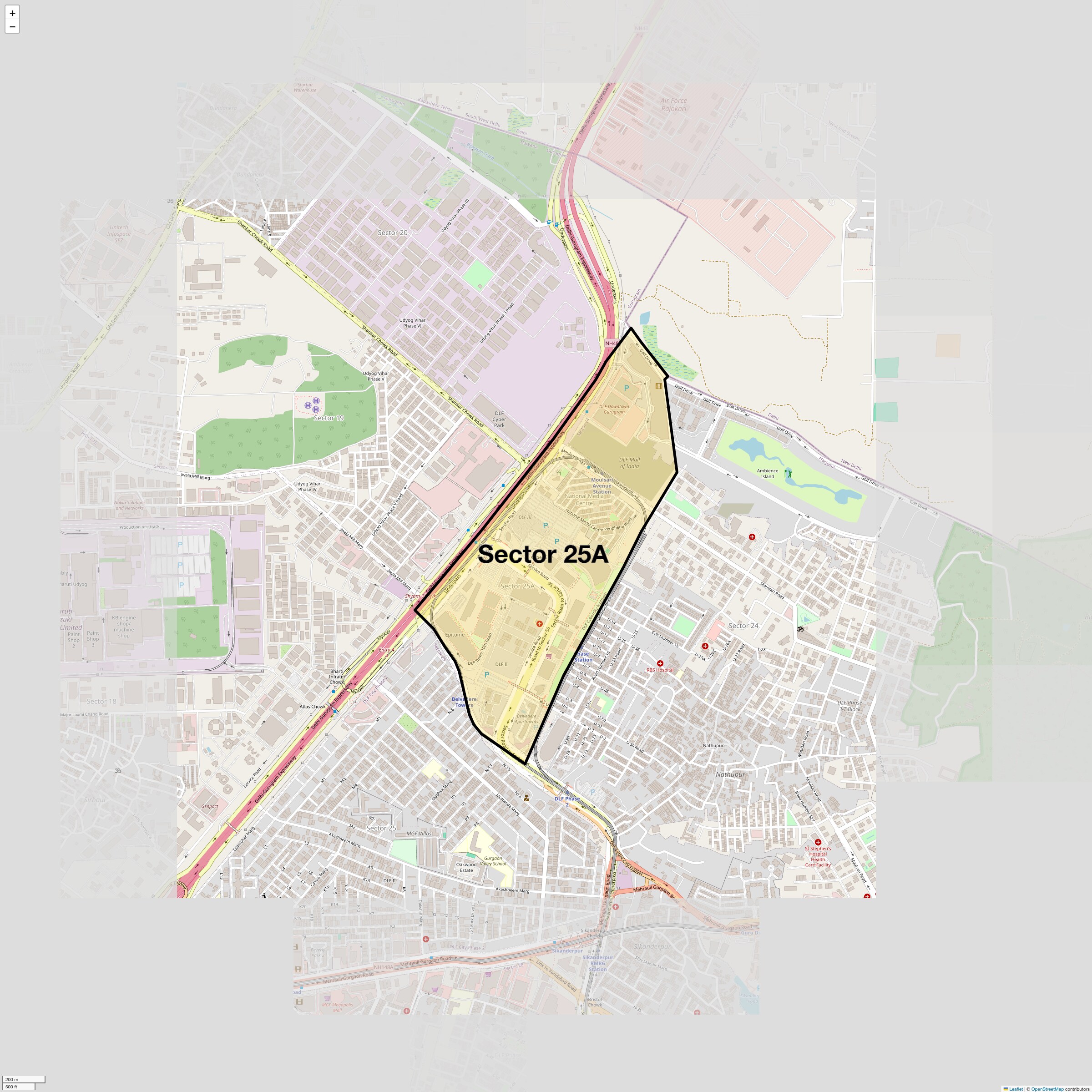 Location Map of Sector 25a, Gurgaon
