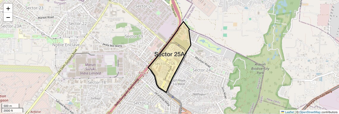 Location Map of Sector 25A, Gurgaon