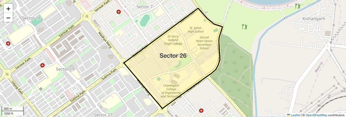 Location Map of Sector 26, Chandigarh