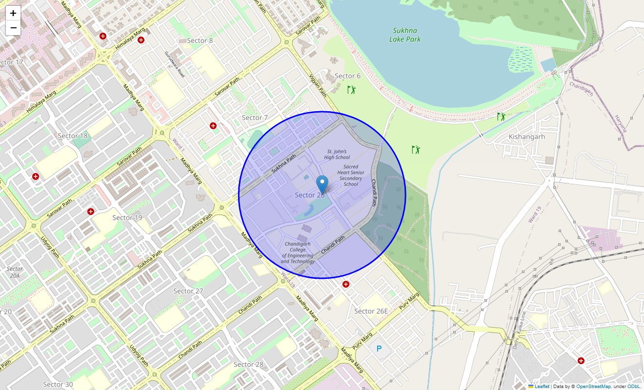 Location Map of Sector 26, Chandigarh
