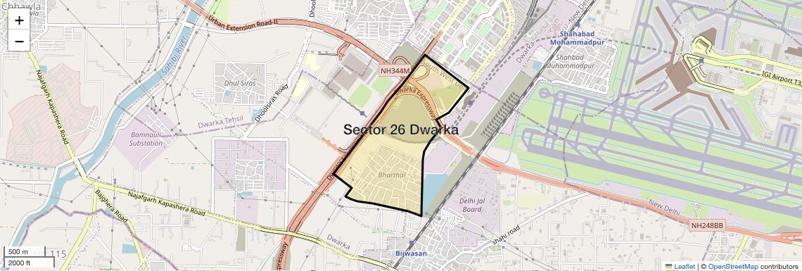 Location Map of Sector 26 Dwarka, Delhi