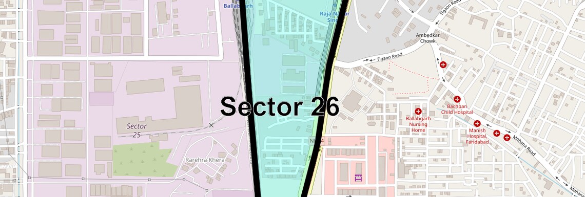Location Map of Sector 26, Faridabad