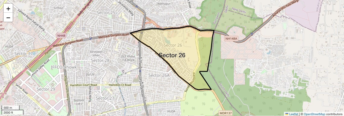 Location Map of Sector 26, Gurgaon