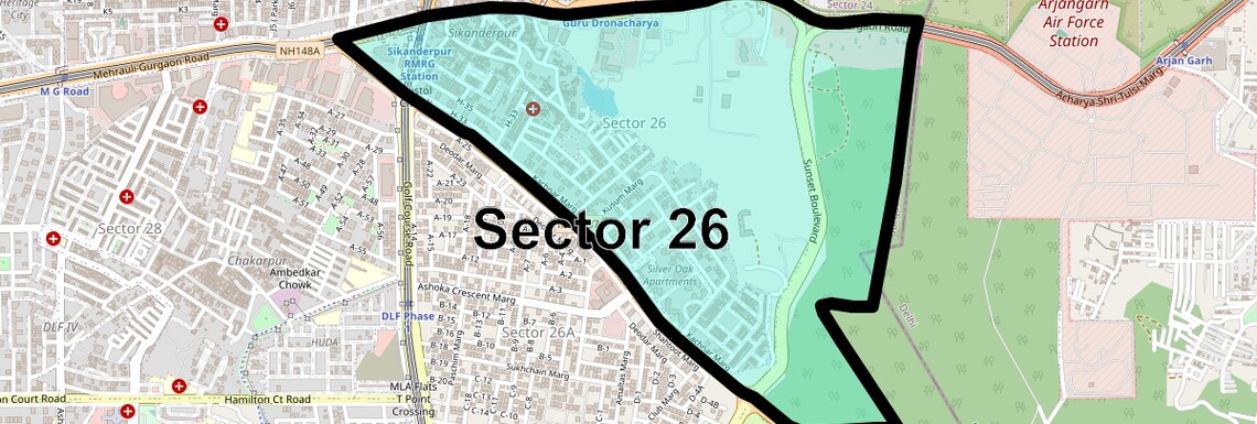 Location Map of Sector 26, Gurgaon