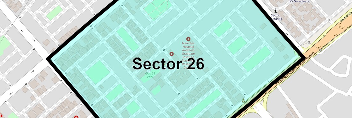 Location Map of Sector 26, Noida