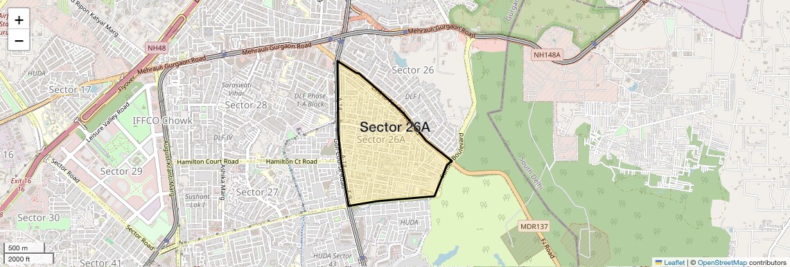 Location Map of Sector 26A, Gurgaon