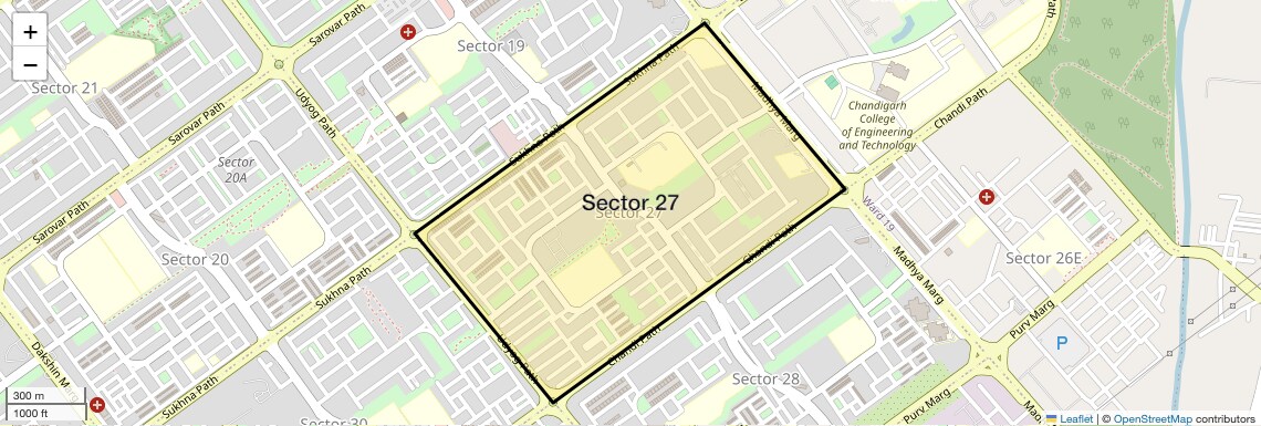 Location Map of Sector 27, Chandigarh