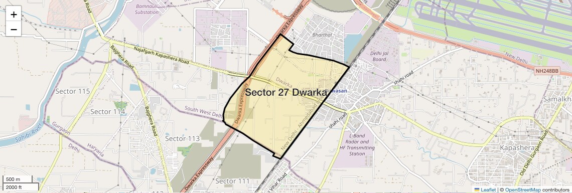 Location Map of Sector 27 Dwarka, Delhi