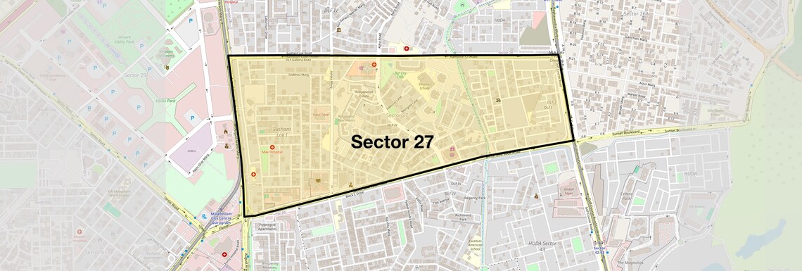 Location Map of Sector 27, Gurgaon