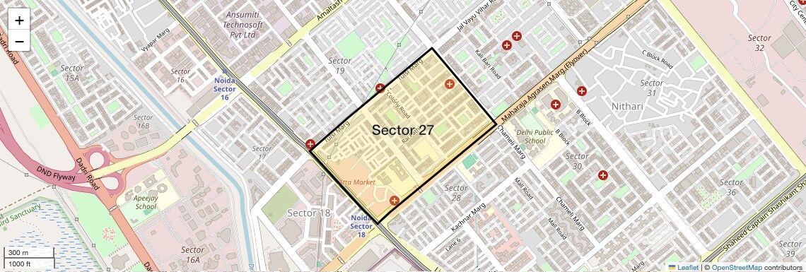 Location Map of Sector 27, Noida