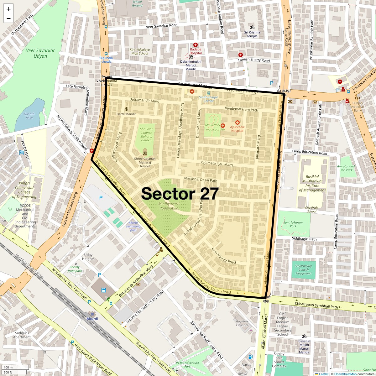 Location Map of Sector 27, Pune