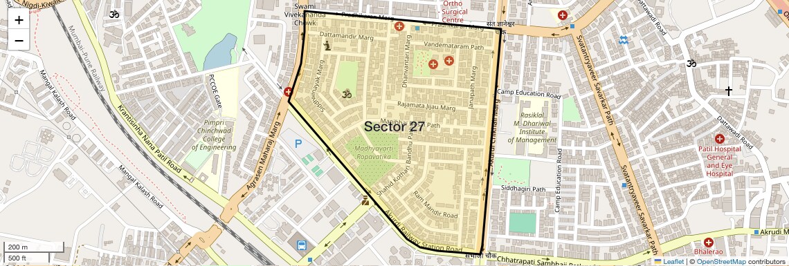 Location Map of Sector 27, Pune