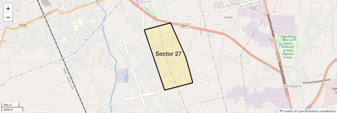 Location Map of Sector 27, Sonipat