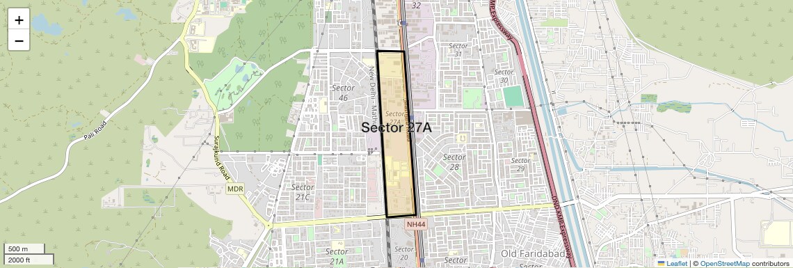 Location Map of Sector 27A, Faridabad