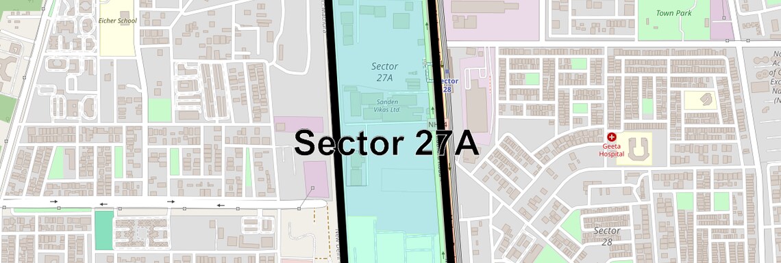 Location Map of Sector 27a, Faridabad