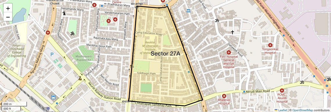 Location Map of Sector 27A, Pune