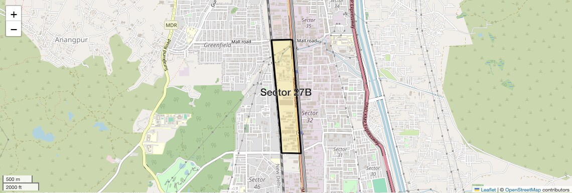 Location Map of Sector 27B, Faridabad