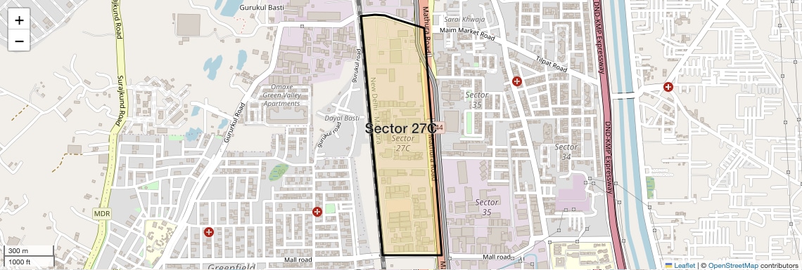 Location Map of Sector 27C, Faridabad