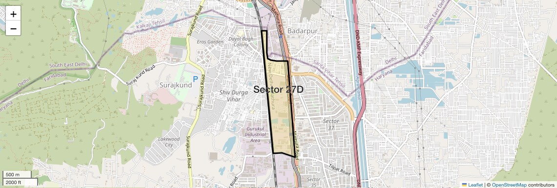 Location Map of Sector 27D, Faridabad