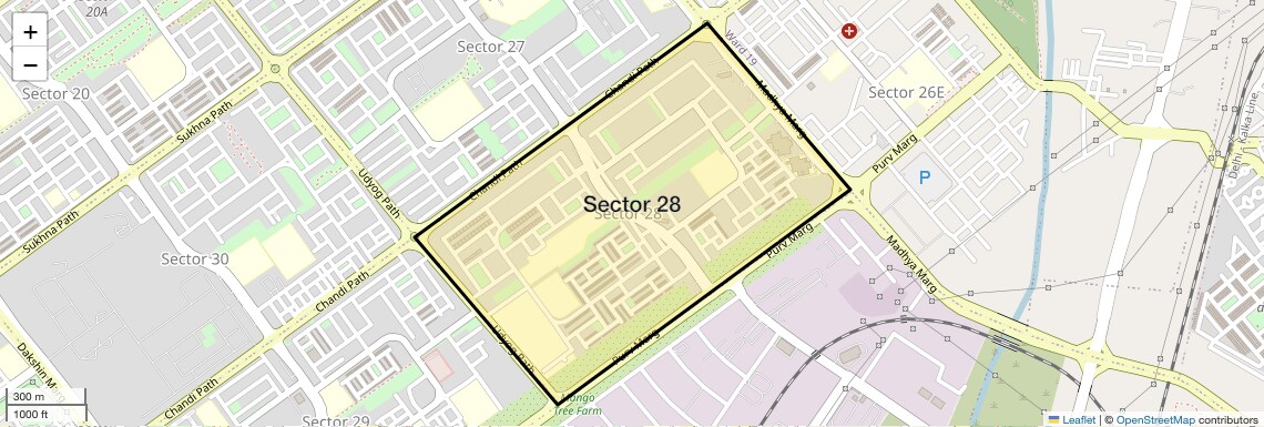 Location Map of Sector 28, Chandigarh