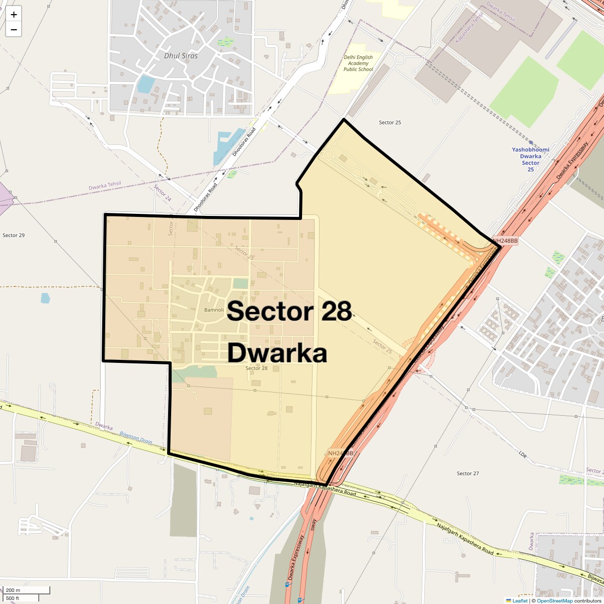 Location Map of Sector 28 Dwarka, Delhi