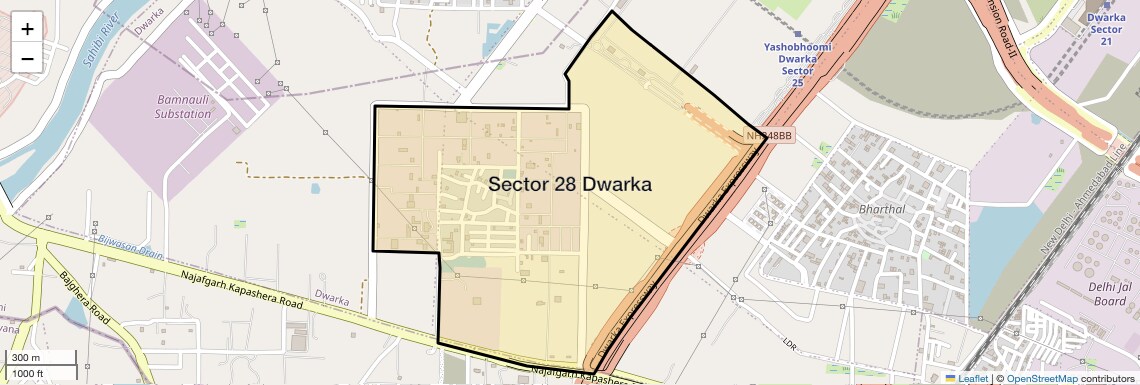 Location Map of Sector 28 Dwarka, Delhi