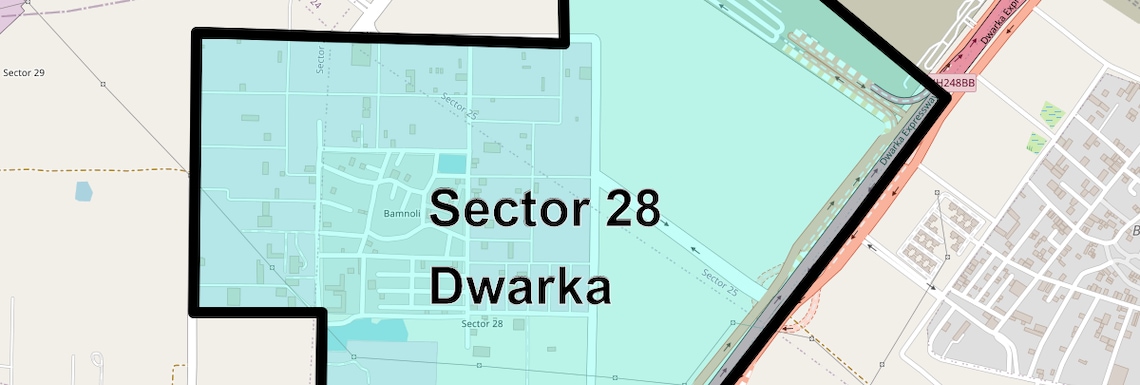 Location Map of Sector 28 Dwarka, Delhi