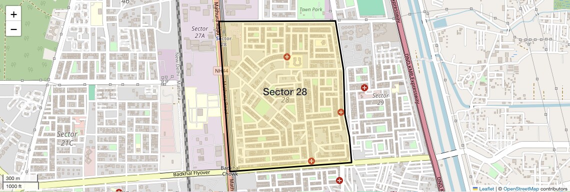 Location Map of Sector 28, Faridabad