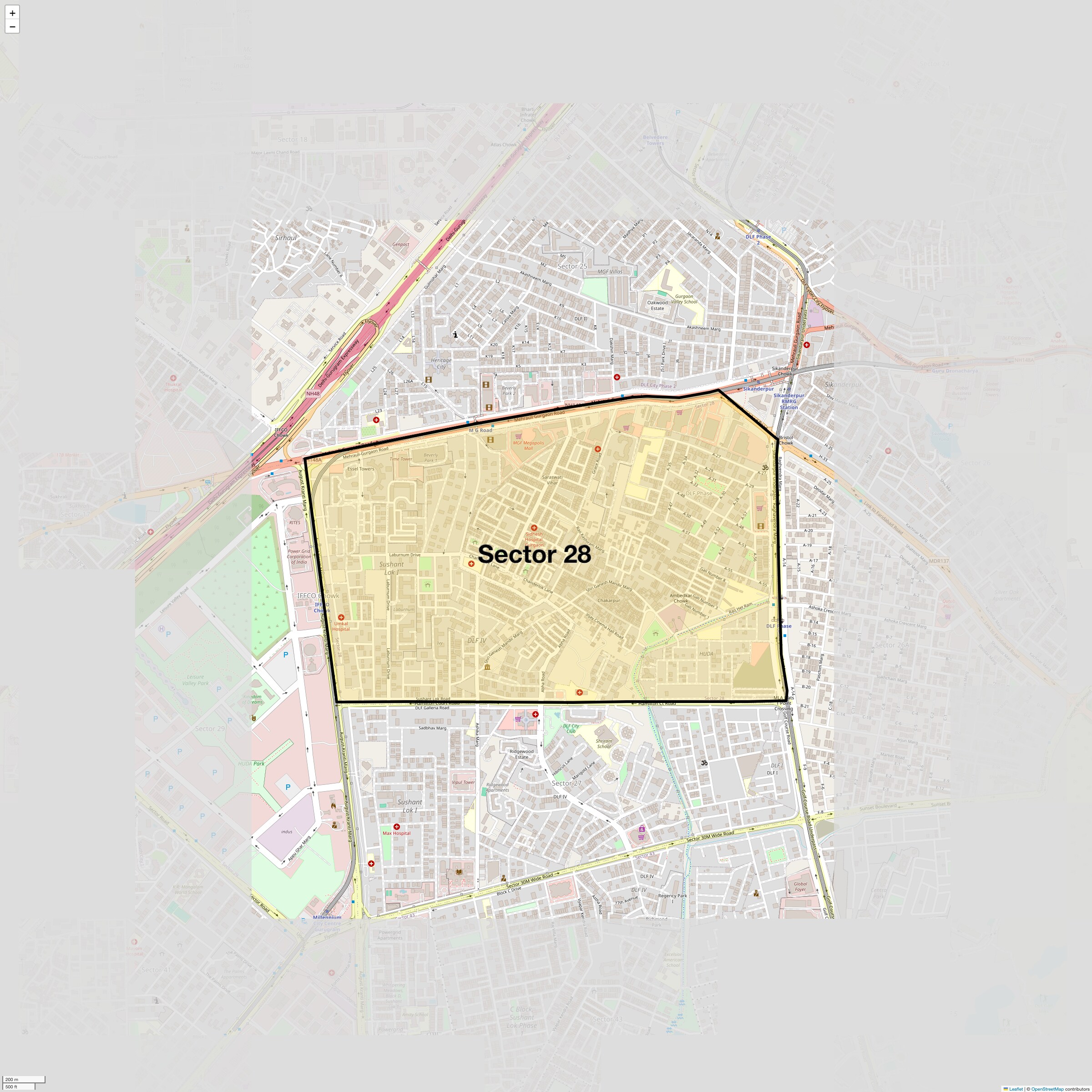 Location Map of Sector 28, Gurgaon