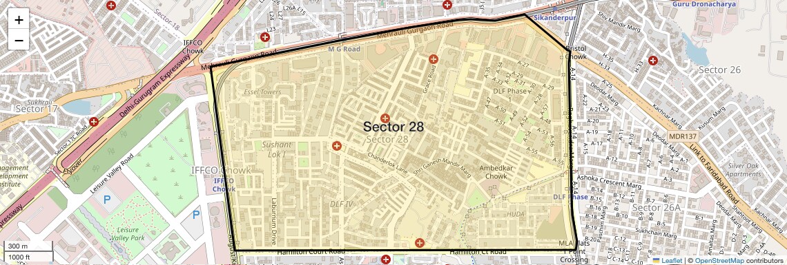 Location Map of Sector 28, Gurgaon