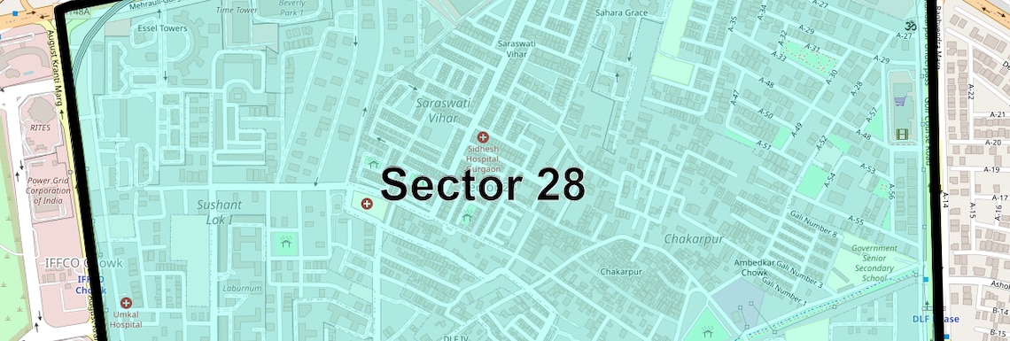 Location Map of Sector 28, Gurgaon