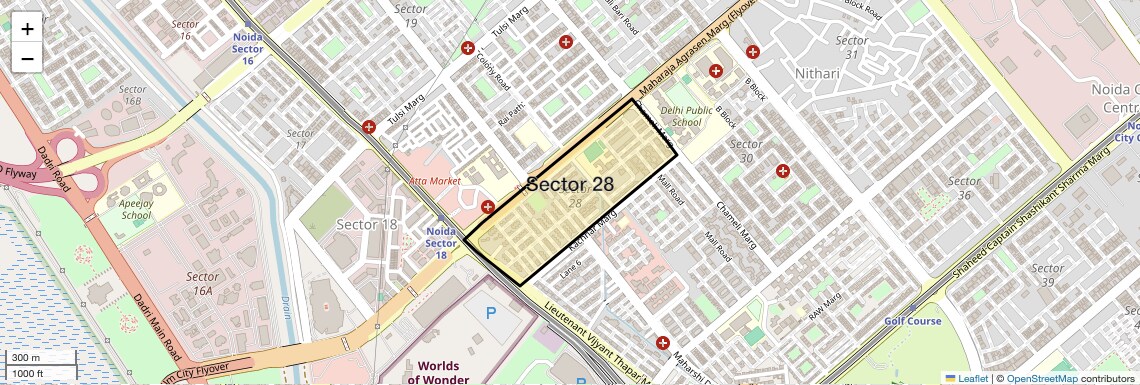 Location Map of Sector 28, Noida