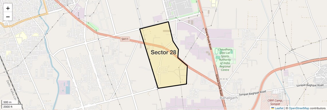 Location Map of Sector 28, Sonipat