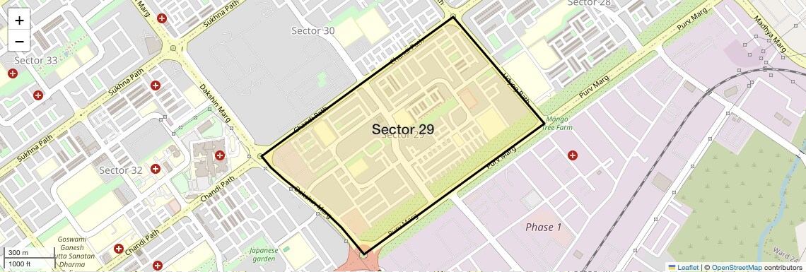 Location Map of Sector 29, Chandigarh