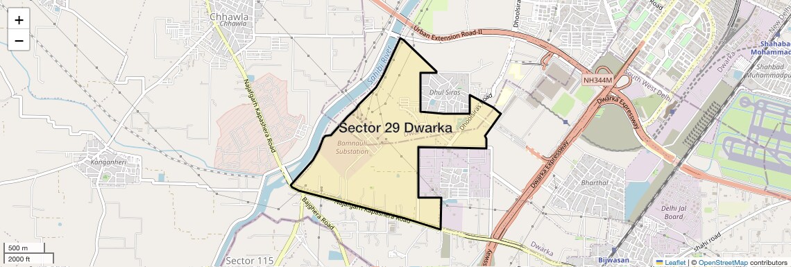 Location Map of Sector 29 Dwarka, Delhi
