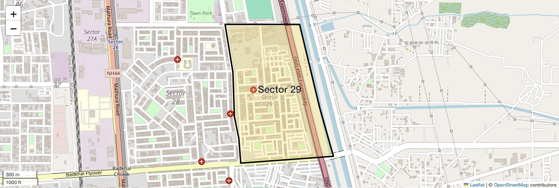 Location Map of Sector 29, Faridabad