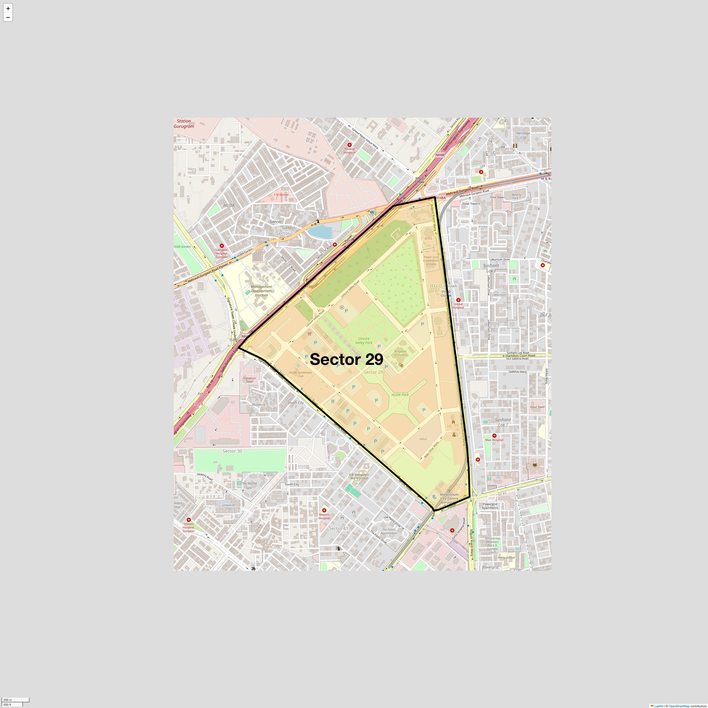 Location Map of Sector 29, Gurgaon