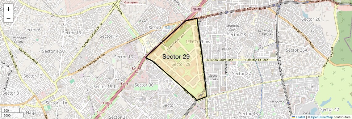 Location Map of Sector 29, Gurgaon